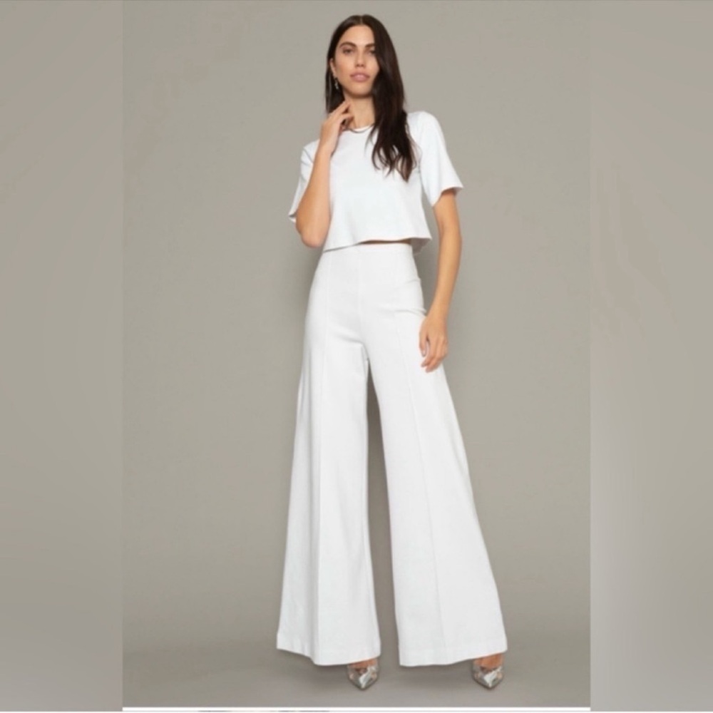 RIPLEY RADER the ponte knit wide leg pant in off-white size 1+ 14/16